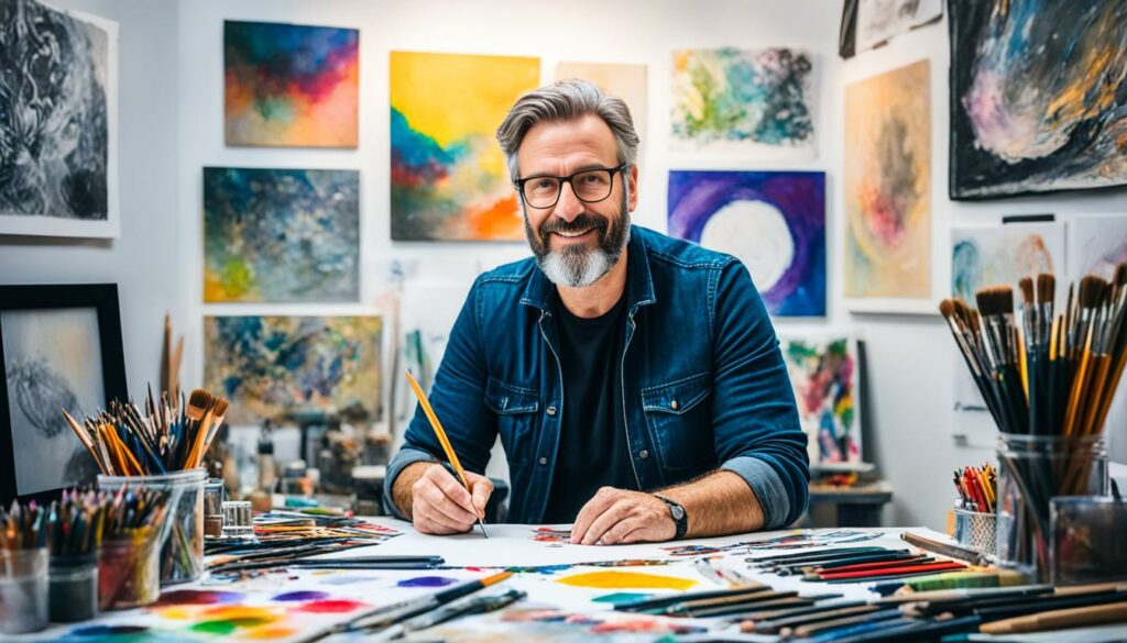 Professioneller Künstler bei der Arbeit